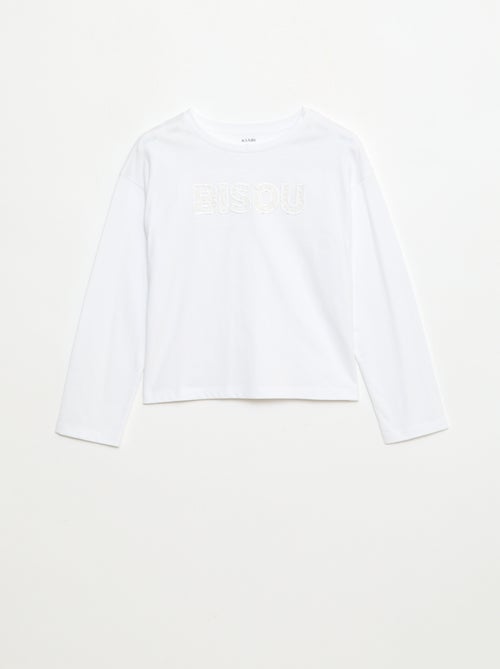 Camiseta de manga larga con lentejuelas - Kiabi