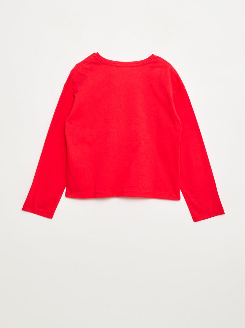 Camiseta de manga larga con lentejuelas Rojo - Kiabi