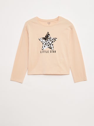 Camiseta de manga larga con lentejuelas