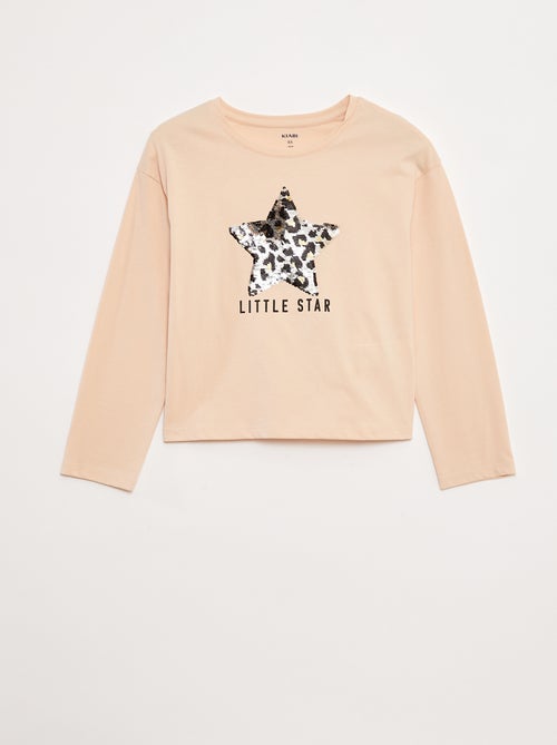 Camiseta de manga larga con lentejuelas - Kiabi