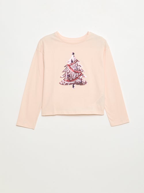 Camiseta de manga larga con lentejuelas - Kiabi