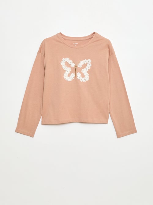 Camiseta de manga larga con lentejuelas - Kiabi