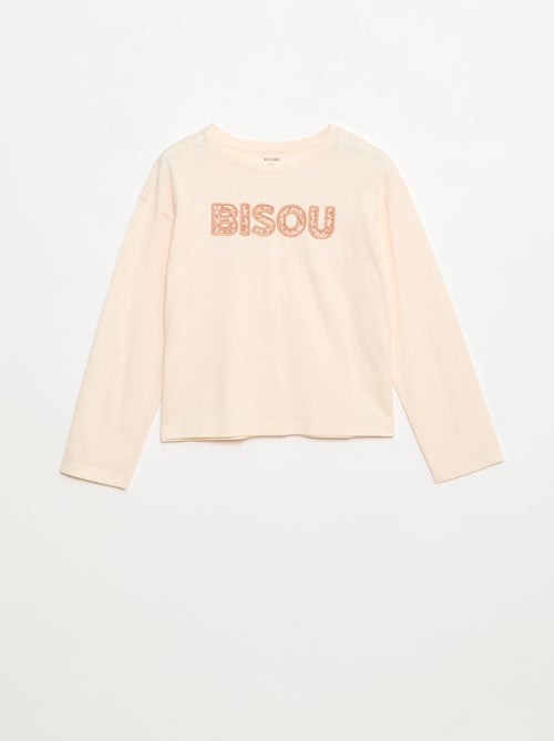 Camiseta de manga larga con lentejuelas - Kiabi