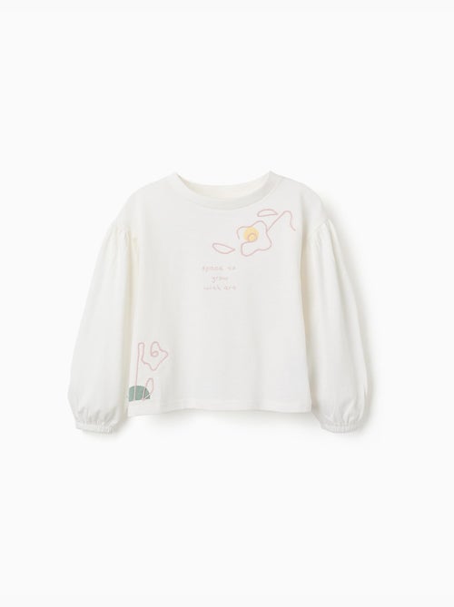 Camiseta de manga larga con mangas abullonadas y estampado - Kiabi Camiseta de manga larga con mangas abullonadas y estampado - Kiabi