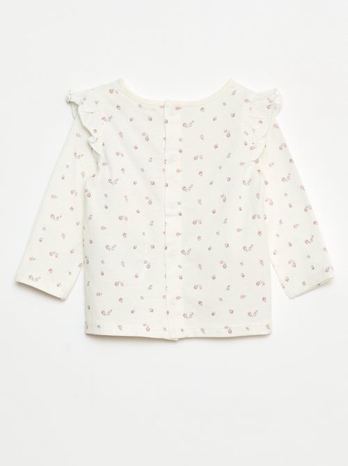 Camiseta de manga larga con motivo y volantes en las sisas - Kiabi