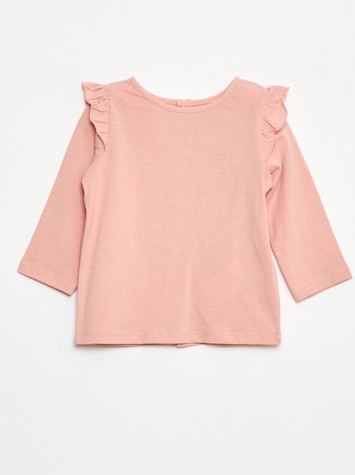 Camiseta de manga larga con motivo y volantes en las sisas - Kiabi