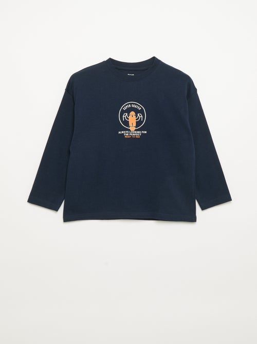 Camiseta de manga larga con parches delante y detrás - Kiabi