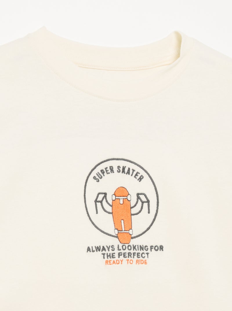 Camiseta de manga larga con parches delante y detrás Blanco - Kiabi