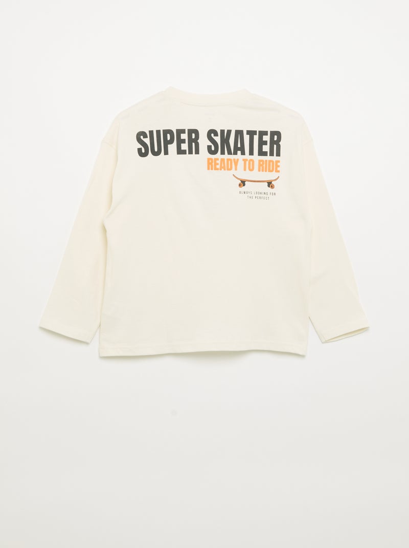 Camiseta de manga larga con parches delante y detrás Blanco - Kiabi
