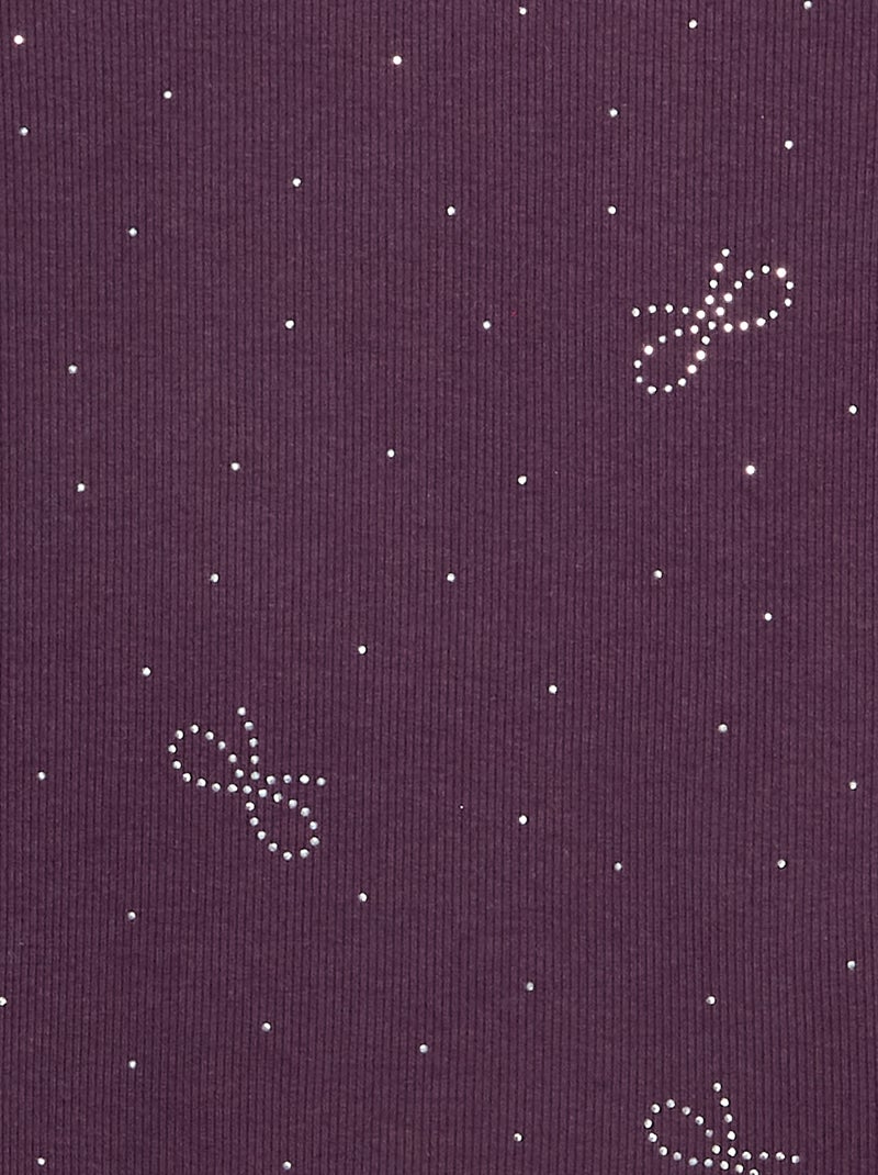 Camiseta de manga larga con pedrería Purpura - Kiabi