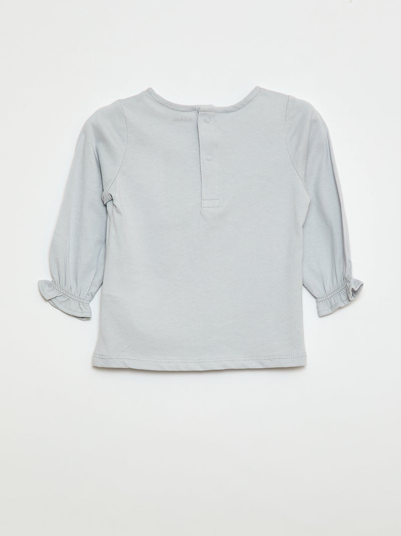 Camiseta de manga larga con puños con volantes Azul - Kiabi