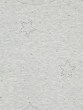 Camiseta de manga larga con pedrería