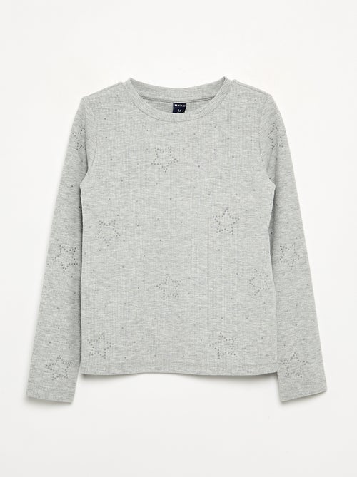 Camiseta de manga larga con strass - Kiabi