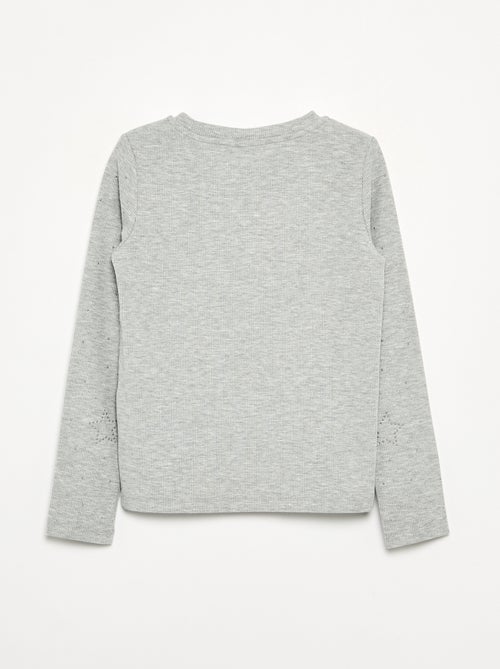 Camiseta de manga larga con strass - Kiabi