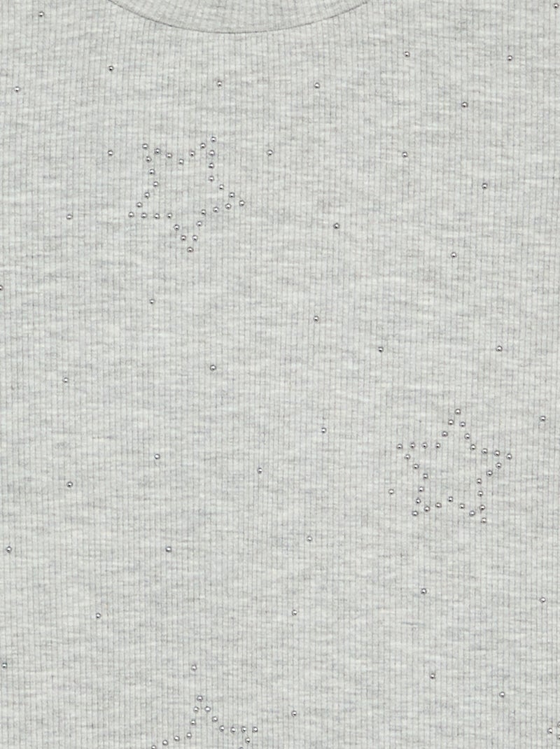 Camiseta de manga larga con strass Gris - Kiabi