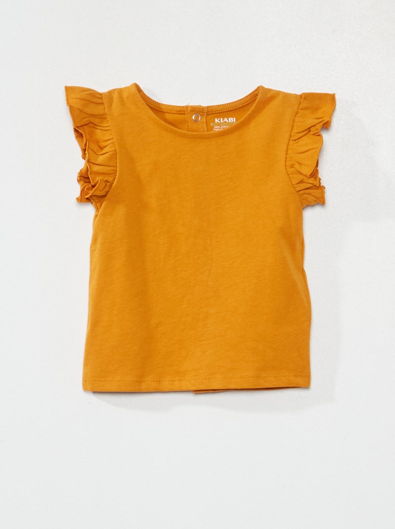 Camiseta de manga larga con volantes AMARILLO - Kiabi