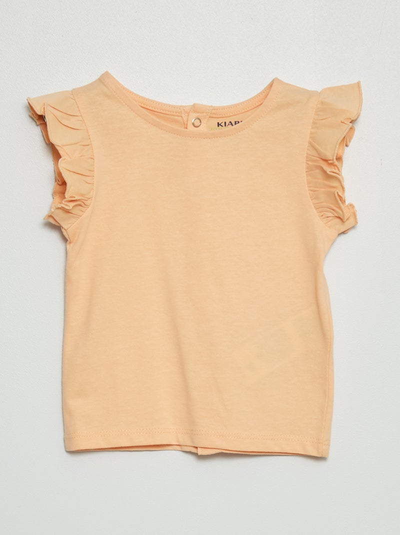 Camiseta de manga larga con volantes NARANJA - Kiabi