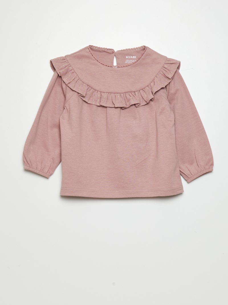 Camiseta de manga larga con volantes ROSA - Kiabi