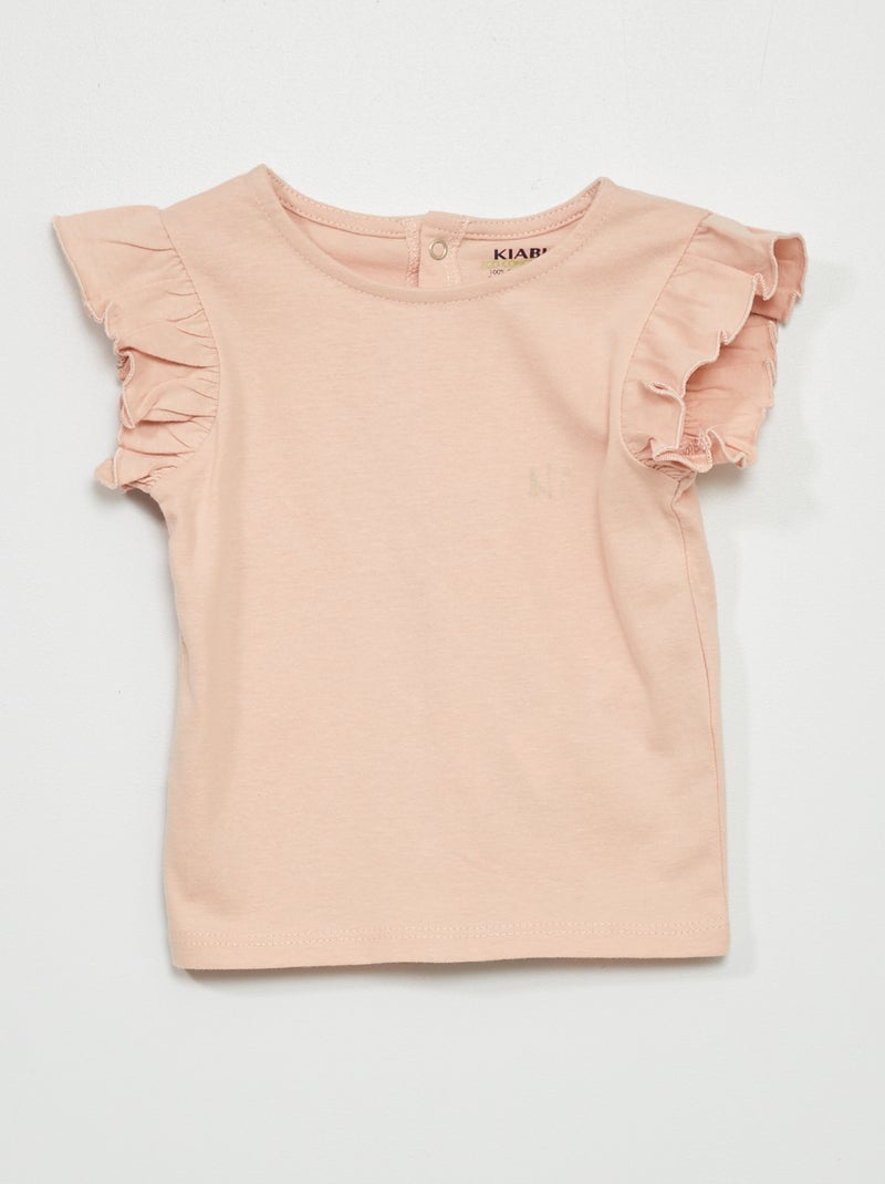 Camiseta de manga larga con volantes ROSA - Kiabi