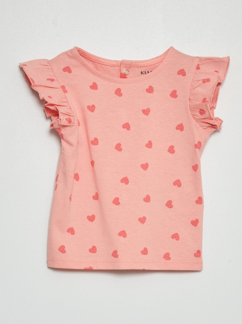 Camiseta de manga larga con volantes ROSA - Kiabi