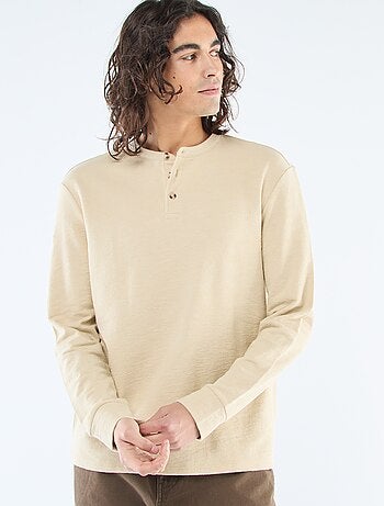 Camiseta de manga larga cuello abotonado