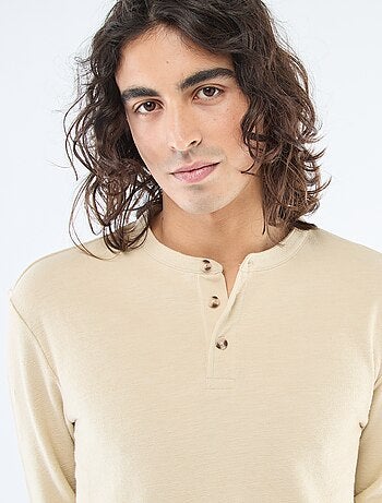 Camiseta de manga larga cuello abotonado