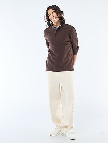 Camiseta de manga larga cuello abotonado