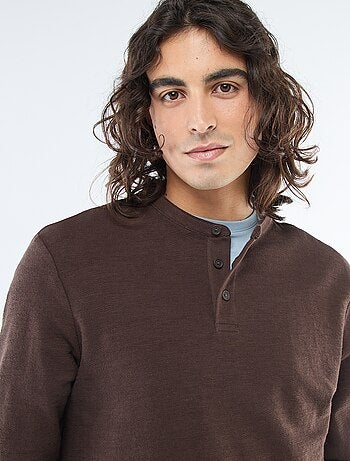 Camiseta de manga larga cuello abotonado