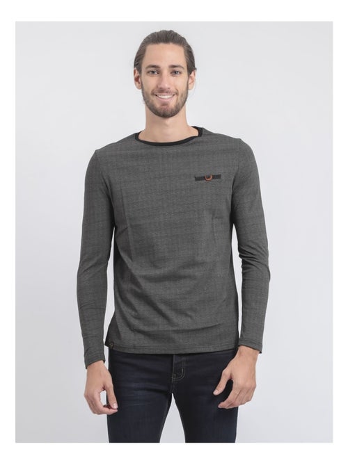 Camiseta de manga larga cuello redondo de puro algodón JACOU - Kiabi Camiseta de manga larga cuello redondo de puro algodón JACOU - Kiabi