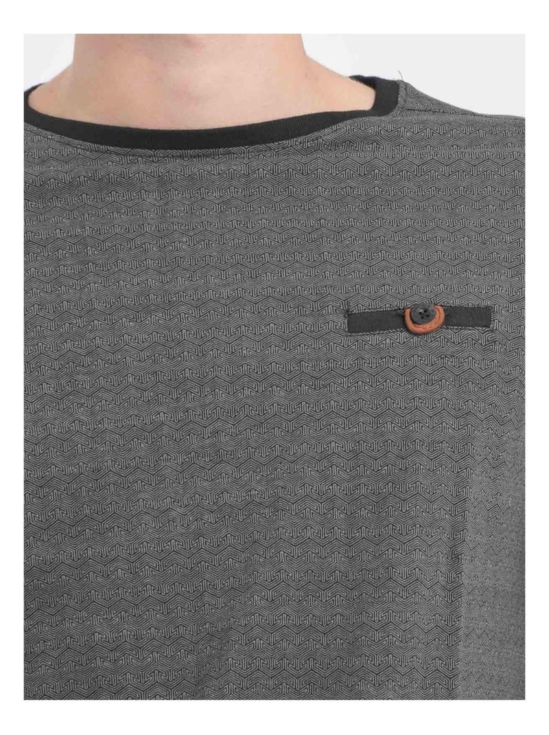 Camiseta de manga larga cuello redondo de puro algodón JACOU Caqui - Kiabi