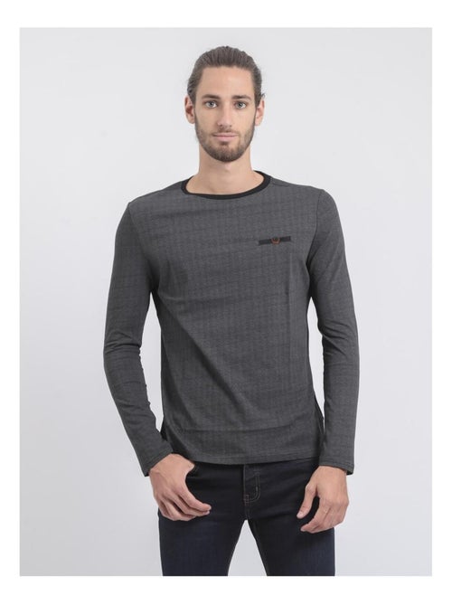 Camiseta de manga larga cuello redondo de puro algodón JACOU - Kiabi Camiseta de manga larga cuello redondo de puro algodón JACOU - Kiabi