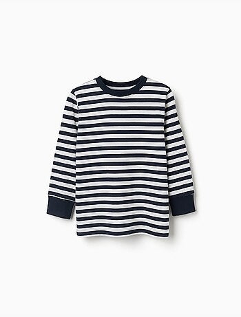 Camiseta de manga larga de algodón a rayas