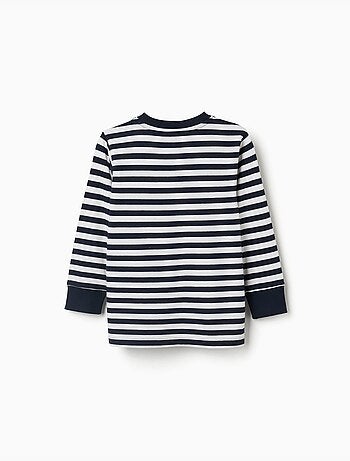 Camiseta de manga larga de algodón a rayas