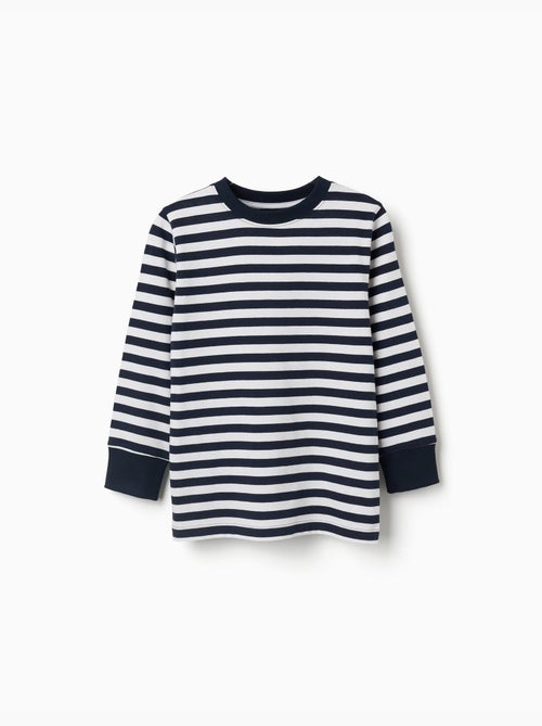 Camiseta de manga larga de algodón a rayas - Kiabi