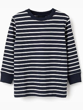 Camiseta de manga larga de algodón a rayas