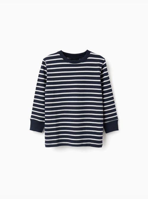 Camiseta de manga larga de algodón a rayas - Kiabi