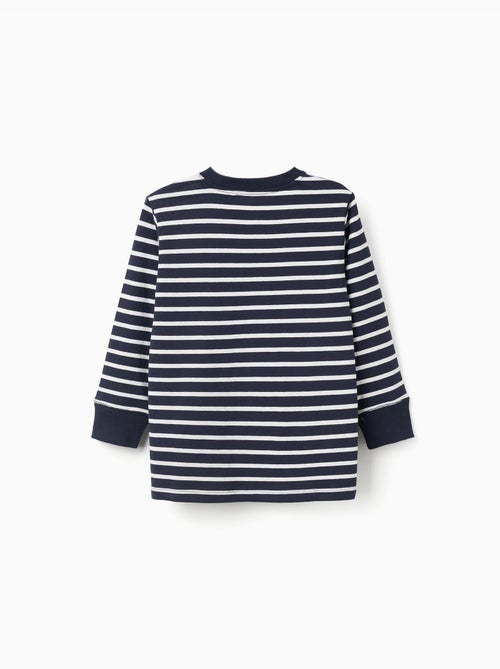Camiseta de manga larga de algodón a rayas - Kiabi