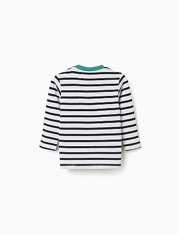 Camiseta de manga larga de algodón a rayas