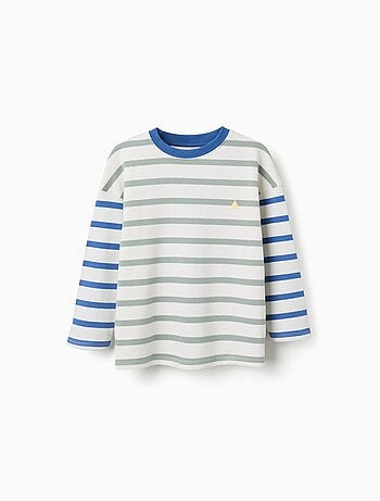 Camiseta de manga larga de algodón a rayas