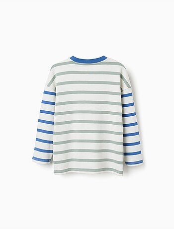 Camiseta de manga larga de algodón a rayas