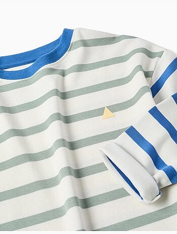 Camiseta de manga larga de algodón a rayas