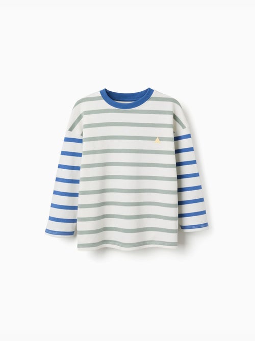 Camiseta de manga larga de algodón a rayas - Kiabi Camiseta de manga larga de algodón a rayas - Kiabi