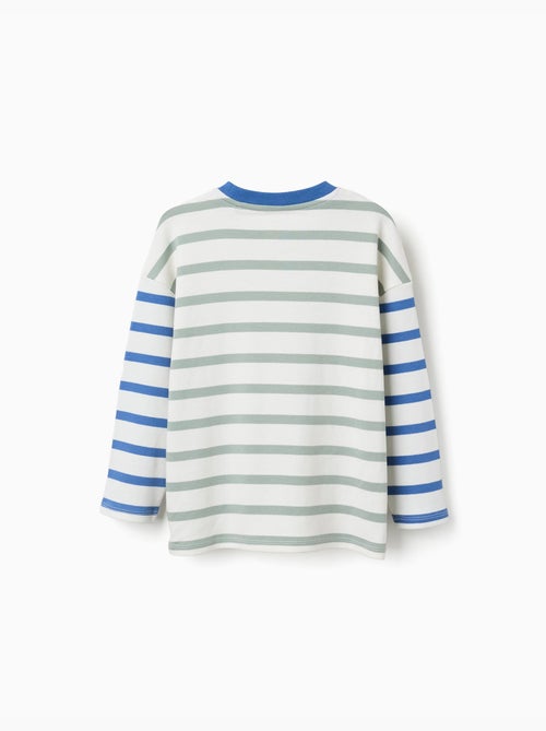 Camiseta de manga larga de algodón a rayas - Kiabi Camiseta de manga larga de algodón a rayas - Kiabi