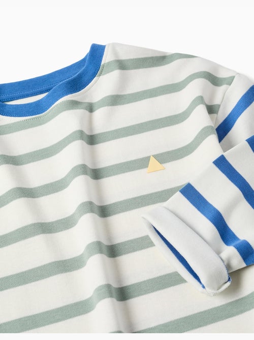 Camiseta de manga larga de algodón a rayas - Kiabi Camiseta de manga larga de algodón a rayas - Kiabi