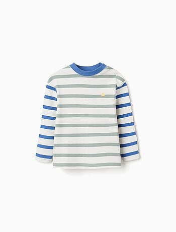 Camiseta de manga larga de algodón a rayas