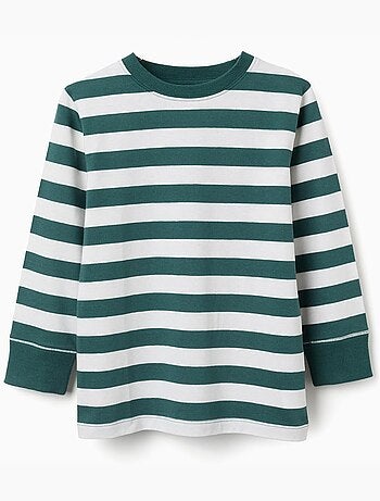 Camiseta de manga larga de algodón a rayas