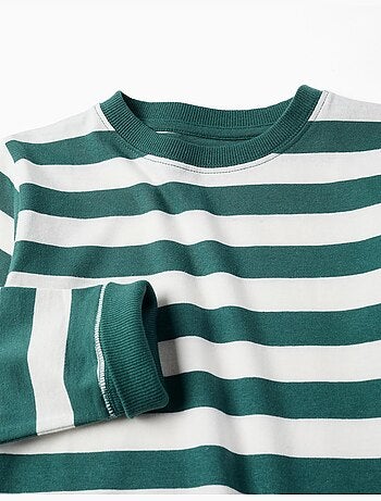 Camiseta de manga larga de algodón a rayas