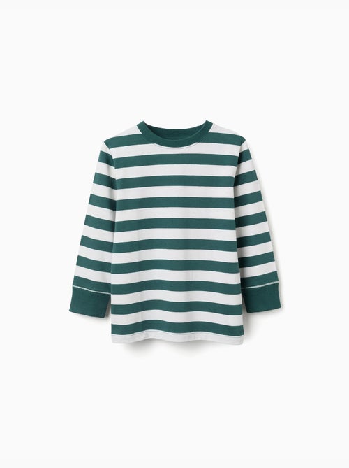 Camiseta de manga larga de algodón a rayas - Kiabi