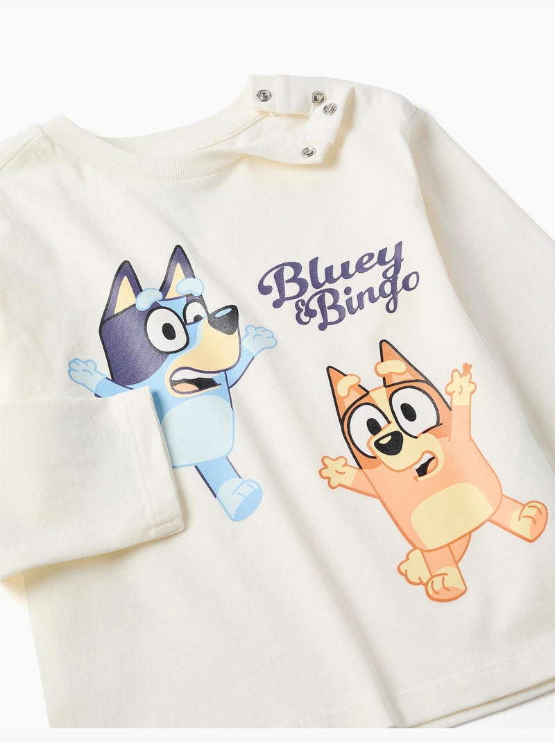 Camiseta de manga larga de algodón Bluey Blanco - Kiabi