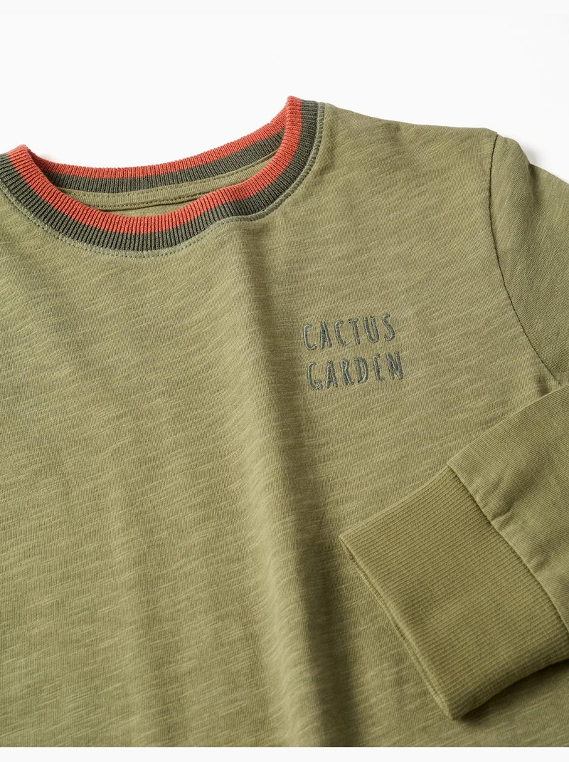 Camiseta de manga larga de algodón Cactus Garden Verde oscuro - Kiabi
